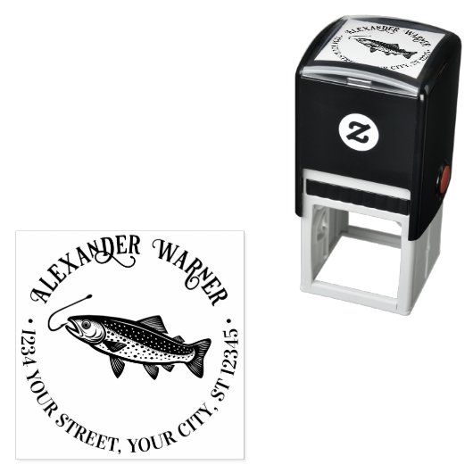 Rustikale Forellen, Name des Fischhakens Rücksende Permastempel (Beispiel)