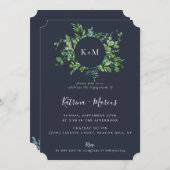 Rustikale Forest Foliage Navy Blue Engagement Part Einladung (Vorne/Hinten)