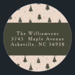 Rustikale Forest Green Christmas Trees Rücksendead Runder Aufkleber<br><div class="desc">Rustic Forest Green Christmas Trees Custom Merina Classic Rücksendeadresse Classic Round Sticker</div>
