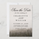 Rustikale Forest Misty Landschaft Hochzeit Save The Date (Vorderseite)