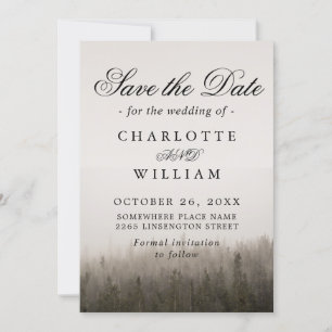 Rustikale Forest Misty Landschaft Hochzeit Save The Date