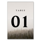 Rustikale Forest Misty Landschaft Hochzeit Tischnummer (Rückseite)