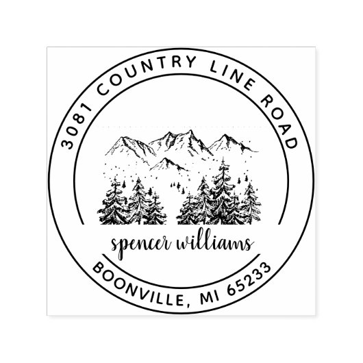 Rustikale Forest Mountain Sketch Rücksendeadresse Permastempel (Design)