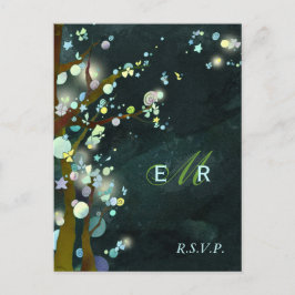 Rustikale Forest Night Wedding RSVP Einladungspostkarte