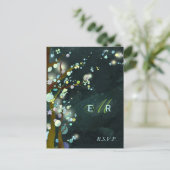 Rustikale Forest Night Wedding RSVP Einladungspostkarte (Stehend Vorderseite)