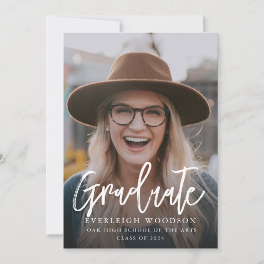 Rustikale Foto Abschluss Card mit Wildblume Back Einladung (Vorderseite)