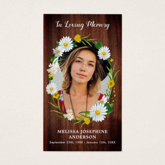 Rustikale Foto-Beerdigungskarte (Vorderseite)