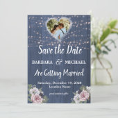 Rustikale Foto-Blumenhochzeit speichert die Datums Save The Date (Stehend Vorderseite)