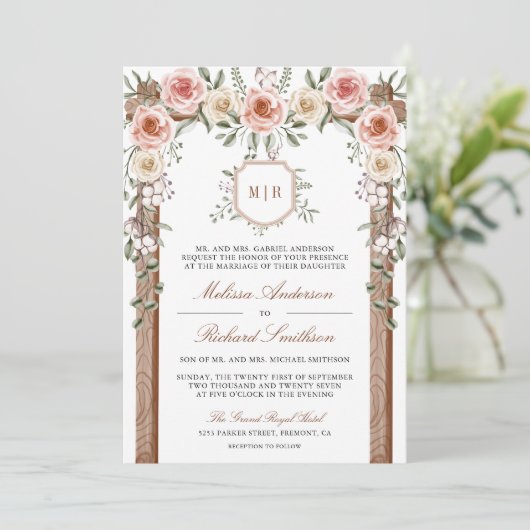 Rustikale Foto-Blütenblume Einladung (Stehend Vorderseite)