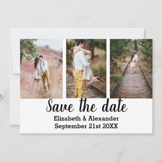 Rustikale Foto Collage Save the Date Karte (Vorderseite)