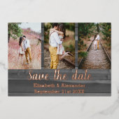 Rustikale Foto Collage Save the Date Karte (Vorderseite)