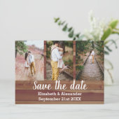 Rustikale Foto Collage Save the Date Karte (Stehend Vorderseite)