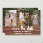 Rustikale Foto Collage Save the Date Karte (Vorne/Hinten)