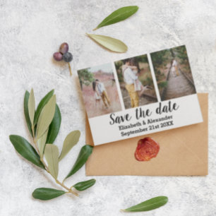 Rustikale Foto Collage Save the Date Karte