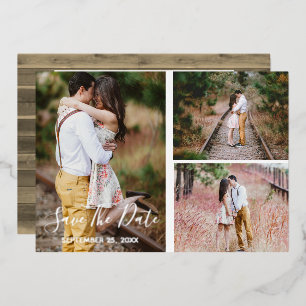 Rustikale Foto Collage Save the Date Karte