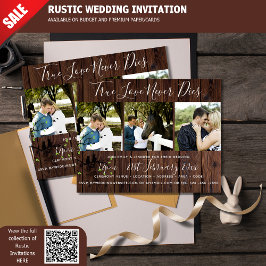 Rustikale FOTO-Collage Wedding INVITATION Holz