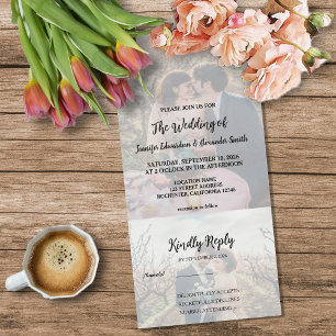 Rustikale Foto elegante ländliche Hochzeit All In One Einladung