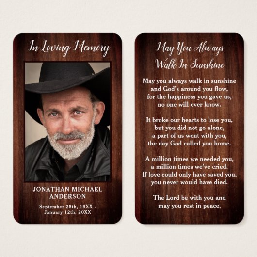 Rustikale Foto-Gedenkkarte (Vorne & Hinten)