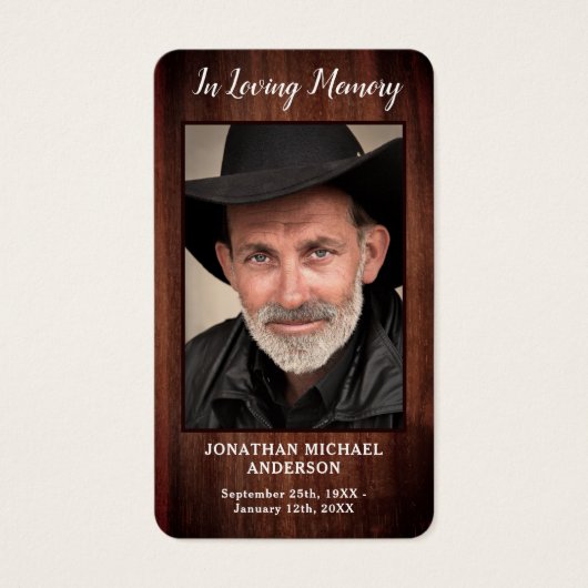 Rustikale Foto-Gedenkkarte (Vorderseite)