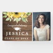 Rustikale Foto-Graduate-Party für Sonnenblumen Banner (Horizontal)