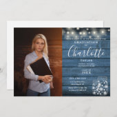 Rustikale Foto-Graduierungspartei für Holzstring-L Einladung (Vorne/Hinten)