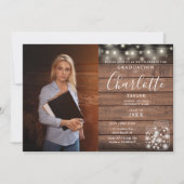 Rustikale Foto-Graduierungspartei für Holzstring-L Einladung (Vorderseite)