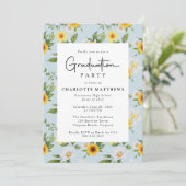 Rustikale Foto-Graduierungspartei für Sonnenblumen Einladung (Stehend Vorderseite)