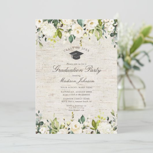 Rustikale Foto-Graduierungsparty Einladung (Stehend Vorderseite)