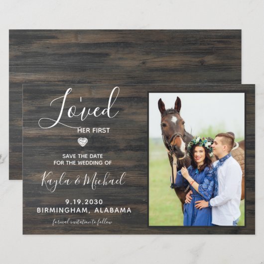 Rustikale Foto Hochzeit retten Datum (Vorne/Hinten)