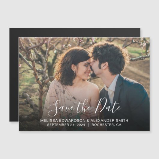 Rustikale Foto-Hochzeit Sichern Sie das Datum Magnetkarte (Vorne/Hinten)