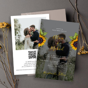 Rustikale Foto-QR-RSVP-Budget-Hochzeits-Einladung