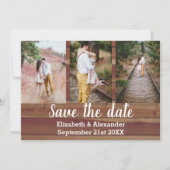 Rustikale Fotocollage Save The Date Karte (Vorderseite)