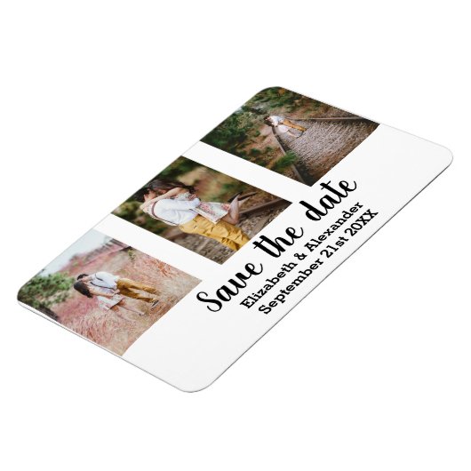 Rustikale FotoCollage Save the Date Magnet (Linke Seite)
