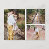 Rustikale FotoCollage Save the Date Postkarte (Vorderseite)