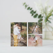 Rustikale FotoCollage Save the Date Postkarte (Stehend Vorderseite)