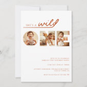 Rustikale FotoCollage Wild 1. Geburtstag Einladung (Vorderseite)