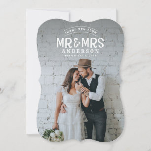 Rustikale Fotodankeschön-Hochzeitsankündigungskart Feiertagskarte