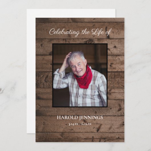 Rustikale Fotofeier der Lebensordnung Programm (Vorne/Hinten)