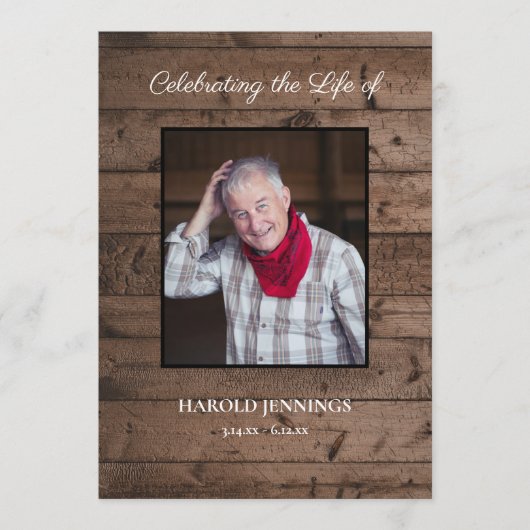 Rustikale Fotofeier der Lebensordnung Programm (Vorderseite)