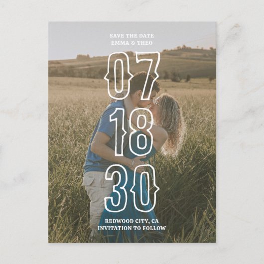 Rustikale Fotohochzeit rettet das Datum Postkarte (Vorderseite)