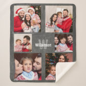 Rustikale Fotolage Monogram Modern Chalkboard Sherpadecke (Vorderseite)