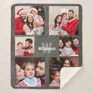 Rustikale Fotolage Monogram Modern Chalkboard Sherpadecke