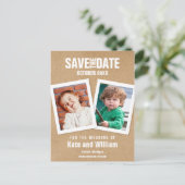 Rustikale Fotos der Kindheit Boho Save the Date Postkarte (Stehend Vorderseite)