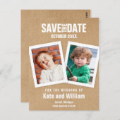 Rustikale Fotos der Kindheit Boho Save the Date Postkarte (Vorne/Hinten)