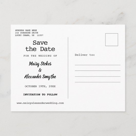 Rustikale Fotos der Kindheit Save the Date Ankündigungspostkarte (Rückseite)