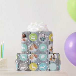 Rustikale Fotos der Weihnachtsfamilie Barn Wood Geschenkpapier