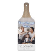 Rustikale Fotovorlage Personalisierte Kalligrafie Schneidebrett (Vorderseite)