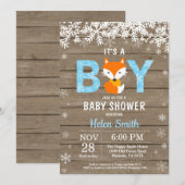 Rustikale Fox Winter Boy Babydusche Einladung (Vorne/Hinten)