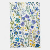 Rustikale französische blaue Gartenwildblumen Geschirrtuch (Vertikal)