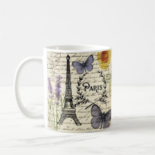 rustikale französische Landskripte paris eifftower Kaffeetasse (Links)